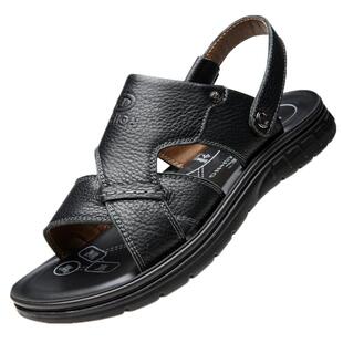 34超小号老爸凉鞋男夏季37中年特小码沙滩鞋真皮36防滑35两穿拖鞋