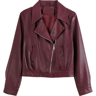 真皮皮衣女绵羊皮机车皮夹克