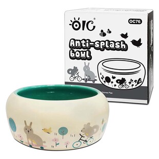 包邮奥艾斯防溅食物碗陶瓷食盆兔子龙猫豚鼠荷兰猪小动物喂食OC76