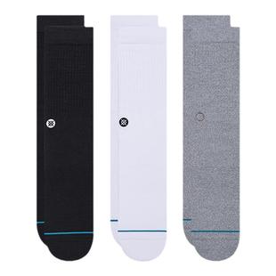 STANCE经典ICON中筒袜556纯色袜子休闲男棉袜秋冬保暖舒适3双白袜