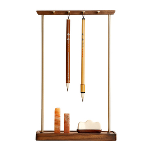 徽韵承盘笔挂毛笔架 实木创意新中式书法用木器文房四宝摆件文承