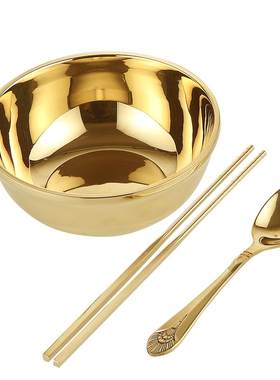 瑞象食品级加厚铜碗+筷+勺三件套
