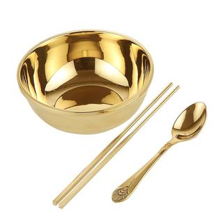 瑞象 黄铜碗家用铜筷子铜勺子三件套铜餐具米饭碗大号面碗金饭碗