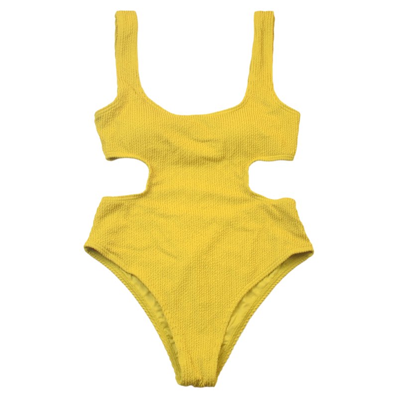 澳洲品牌B*ong性感露腰姜黄色连体泳衣女时尚修身舒适泳装带胸垫
