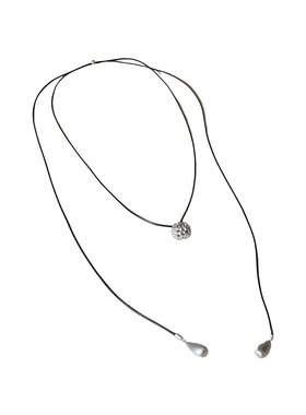 克拉项链925纯银磨砂圆球明星赵露思同款甜美一款多戴黑绳choker