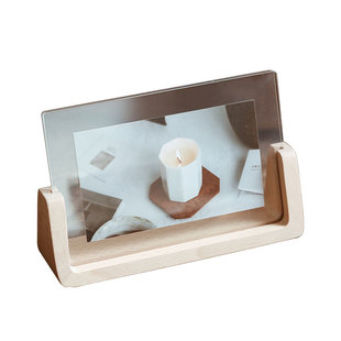 双面透明实木6寸相框创意定制diy打印照片做成a4亚克力U形摆台