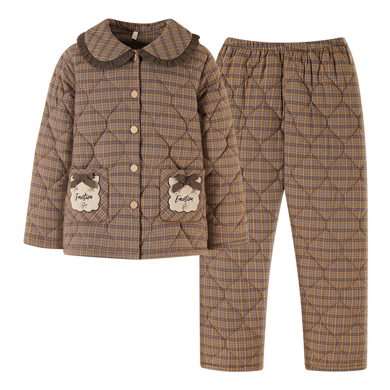 康汝雅冬季加厚纯棉布夹棉家居服