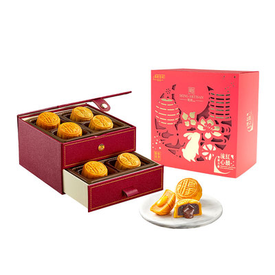 明玥皇廷红韵流心双辉月饼360g