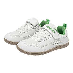 哈比熊儿童宽楦赤足鞋男女童小白鞋4E宽头冬加绒保暖棉鞋软底防滑