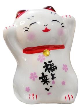 陶瓷招财猫小摆件小号迷你创意可爱家居梳妆台电脑桌办公室小摆件
