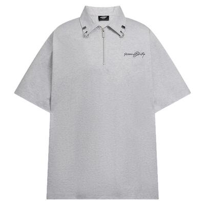 [罗一舟同款]404MOB半拉链刺绣金属扣Polo衫防晒凉感短袖T恤男潮