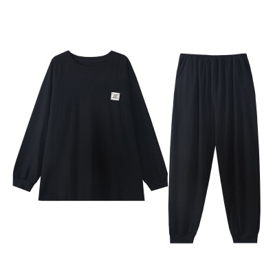 男士睡衣冬季长袖长裤德绒圆领套