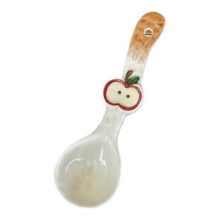 圣诞苹果可爱高颜值少女心立体手绘陶瓷勺子调羹儿童饭勺甜品勺