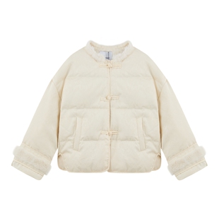 ei童装女童轻薄款新中式羽绒服25冬装新款中大童提花盘扣保暖外套