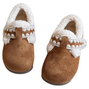 儿童2025新款毛绒勃肯鞋子女童冬季加绒加厚保暖平底棉鞋软底防滑