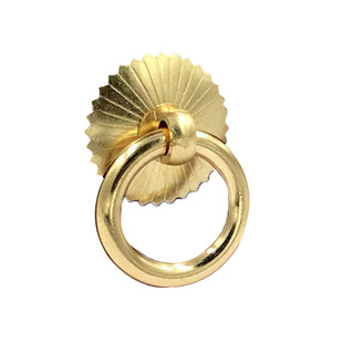 新中式仿古抽屉拉环纯黄铜鞋柜门圆环简约铜环单孔铜拉手古铜把手