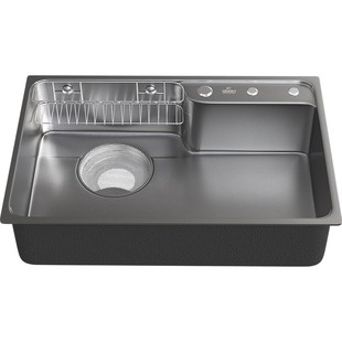 潜水艇厨房水槽304不锈钢纳米洗碗池隔渣槽滤渣洗菜盆日式大单槽