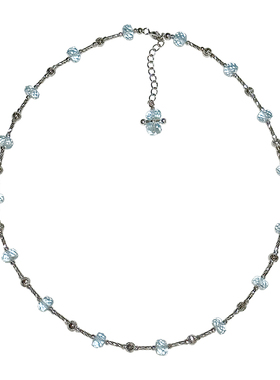 方糖家天然托帕石满天星纯银项链