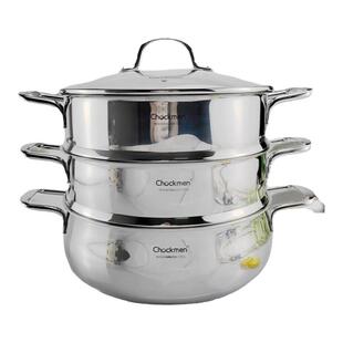 Chockmen18-10不锈钢蒸锅笼格屉304炖煮炒锅火锅边炉三层钢262830