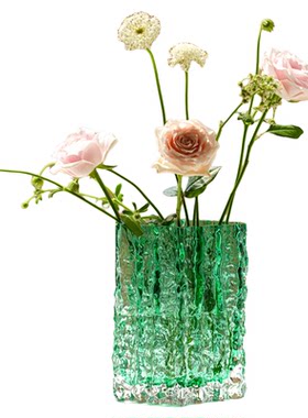 轻奢冰川玻璃花瓶摆件