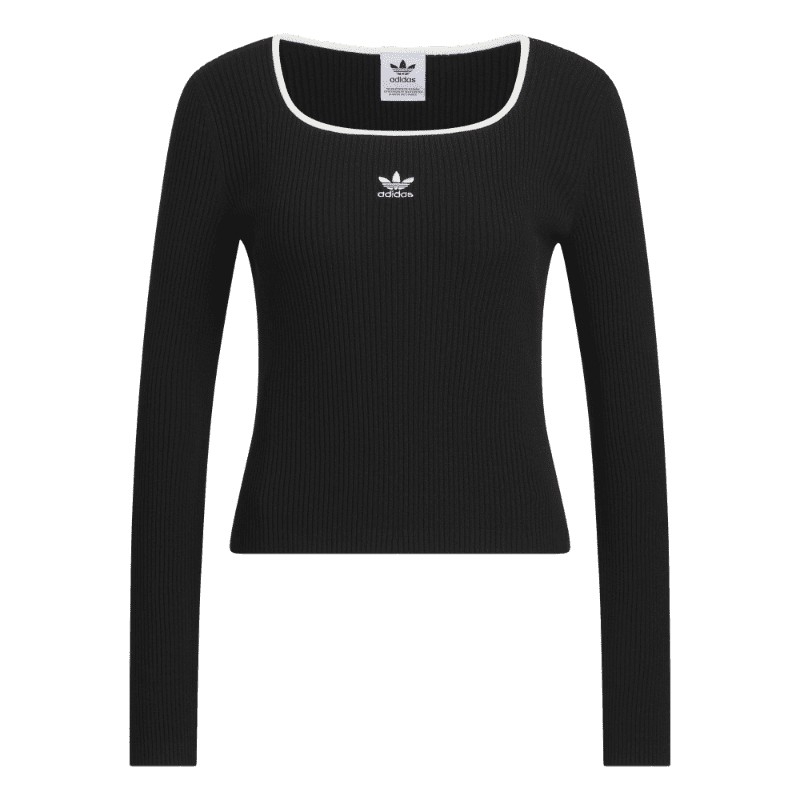 adicolor复古穿搭紧身方领针织套头衫女adidas阿迪达斯三叶草
