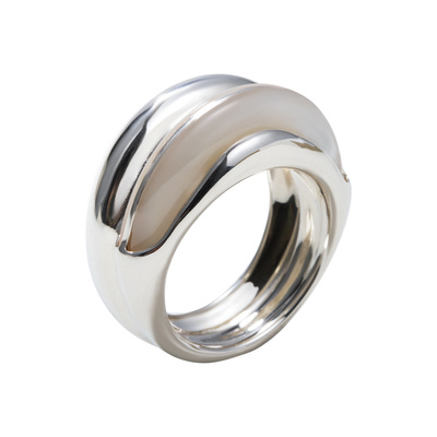 EWEST 2026新款白蝶贝银戒指女双层独特设计食指戒中指戒小众尾戒