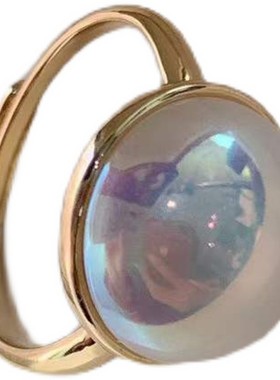 14k注金樱花粉仿马贝圆形戒指女