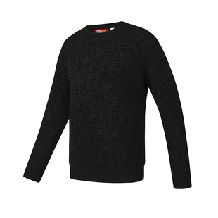 许龙一同款FILA斐乐高尔夫VIVIENNE TAM新年联名男圆领提花编织衫