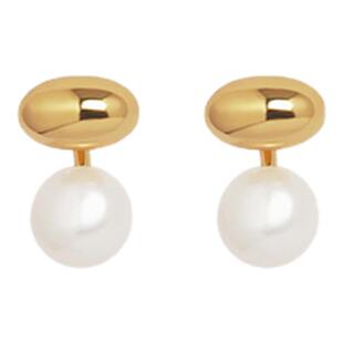 G/S玛丽珍 精致迷你珍珠小金豆耳钉女设计感后挂式冷淡风银豆耳环