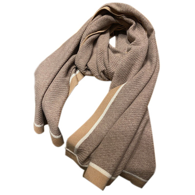 秋冬山羊绒保暖斜纹纯色围巾