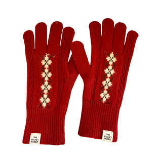 韩系氛围感羊毛手套女秋冬季骑行保暖防冻可触屏防寒针织长款手套