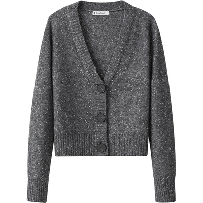 【播奥莱】播商场同款短款复古针织开衫女冬新薄款毛衣BDR4UD3898