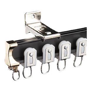 窗帘轨道铝合金弯轨U型L型静音飘窗滑轮滑道顶侧装单双导轨窗帘杆