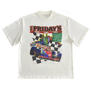 TGI FRIDAYS星期五餐厅做旧印花vintage古着周边风怀旧短袖T恤