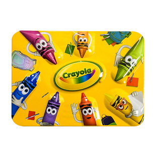 绘儿乐Crayola卡通蜡笔人收纳盒金属冲压水彩笔收纳铁盒可爱立体