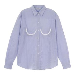 pushBUTTON 潮流时尚女士条纹长袖衬衫银泰百货301574