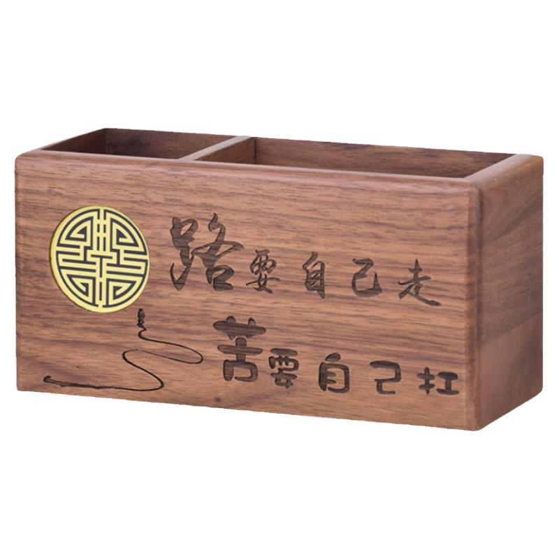 工厂直销红木笔筒礼品定制印logo办公桌面摆件学生实木笔桶收纳盒