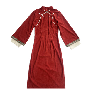 漫漫新中式改良旗袍新年战袍民国风长袖套装拜年服冬季加厚秋冬女