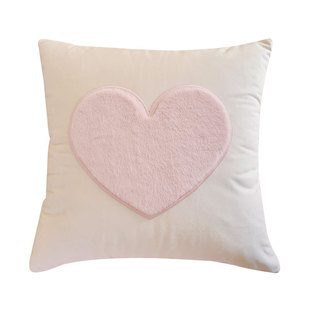 法式奶油风爱心花朵抱枕粉色可爱手工毛绒靠枕客厅沙发飘窗靠垫套