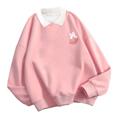 粉色兔子POLO衫卫衣外套女学院风
