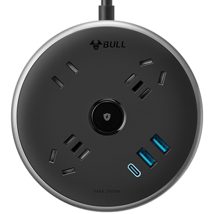 公牛飞碟圆形插座移位器上墙神器插排可移动爬墙床头宿舍用插线板