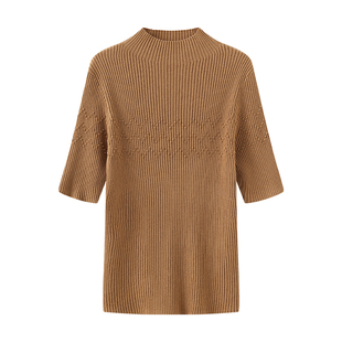 春竹2026早春新款中领内搭打底衫短袖针织套衫亲肤舒适女士羊毛衫