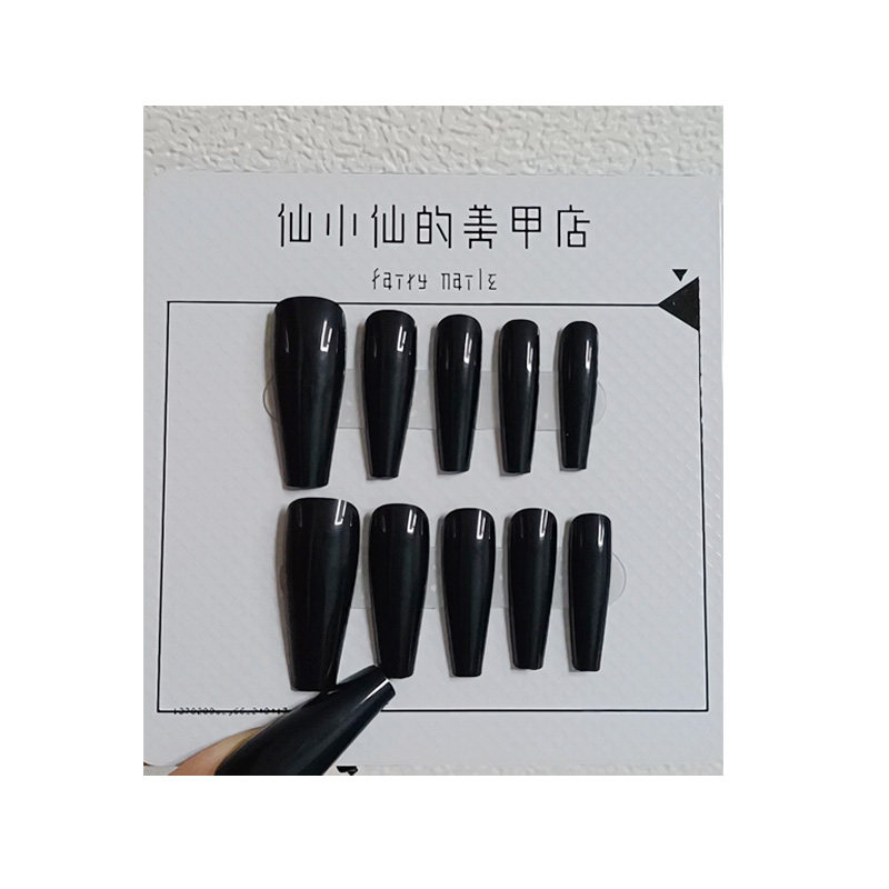 纯黑色欧美假指甲片穿戴美甲贴