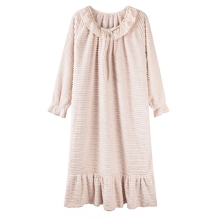 都市丽人法兰绒睡裙女秋冬季2025新款加绒加厚睡衣可外穿家居服女