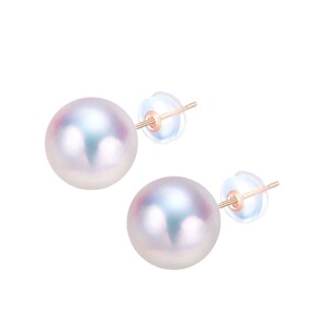 天然海水AKOYA正圆珍珠耳钉简约百搭女18K金素钉爆款轻奢高级耳环