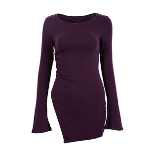 奔跑吧卡卡红色设计感中长款开叉T恤长袖显瘦瑜伽服上衣运动健身