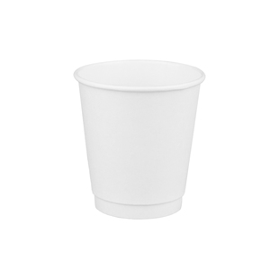 稻田10oz盎司双层中空咖啡杯隔热防烫热饮90口白色牛皮加厚一次性