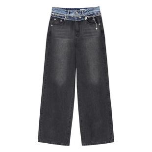 REVAN芮范新品设计师款都市松弛感拼接牛仔裤RM91302137