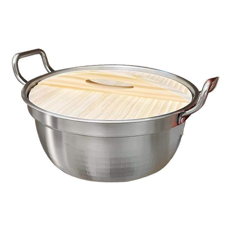 304不锈钢汤锅家用双耳煮锅食品级加厚泡面碗电磁炉韩式泡面锅