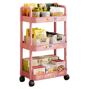 小推车置物架家用落地多层书包架客厅零食收纳移动厨房果蔬菜篮子